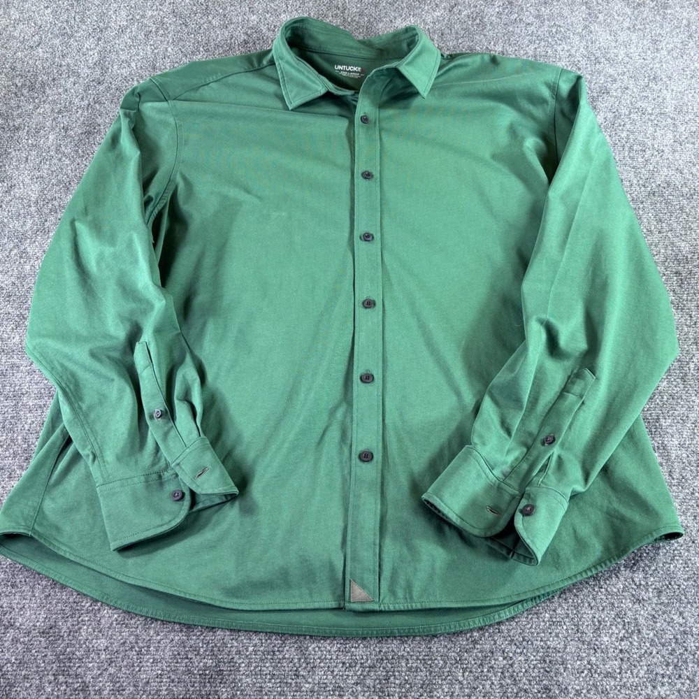 UNTUCKit Button Down Shirt Mens XXXL Green Cotton Long Sleeve Jersey Casual 3XL